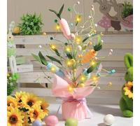 Decorazione pasquale albero di Natale, luci a LED, albero di Pasqua, decorazione pasquale, albero con catena luminosa a LED, con uova di Pasqua, decorazione artificiale, per interni, funzionamento a