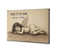 Decorazione pasquale cristiana Give It To God And Go to Sleep: A Serene Angel's Lullaby Canvas Decorative Picture Wall Art Bagno Wall Art (40 x 60 cm)