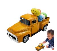 Decorazione pasquale del camion, camion di Pasqua,Modello di auto di raccolta con le uova - Modello di camion agricoli in metallo vintage, decorazione del vassoio della tavola della fattoria per la