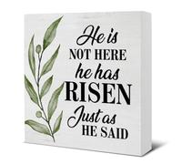 Decorazione pasquale He Is Not Here He Has Risen Just As He Said Targa in legno Decorazioni pasquali per la casa, Decorazioni pasquali per interni 12,7 x 12,7 cm