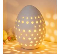 Decorazione pasquale uova di Pasqua con luce a LED, decorazione primaverile, luce notturna per interni, in ceramica, a LED, decorazione pasquale illuminata, decorazione pasquale, funzionamento a