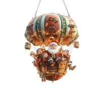 Decorazione Pendente in Acrilico 2D - Pendente in Acrilico 2D con Pallone Aerostatico di Babbo Natale,Decorazione Artistica Fantasiosa che Cattura la Luce del Sole,per Esterno e Interno