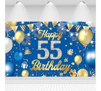 Decorazione per 55° compleanno, striscione per 55° compleanno, glitterato, bandiera a stella, palloncini, segno, sfondo decorativo, sfondo fotografico, decorazione da parete per 55 anni, forniture per