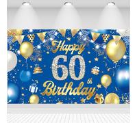 Decorazione per 60° compleanno Happy 60th Birthday Banner Glitter Star Flag Palloncini Cartello Poster Decor Sfondo Banner Fotografia Sfondo Decorazione da parete per 60 anni Anniversario Forniture