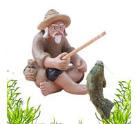 Decorazione per acquario - Ornamento per grotta acquatica a forma di pescatore, statuetta per acquario | Ornamento per vaso di fiori per acquario, decorazione da tavolo da collezione per acquario