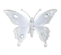 Decorazione per albero a forma di farfalla in rete di plastica con glitter | Finitura glitter oro, delicata trama a rete, fissaggio sicuro con clip, dimensioni 16,5 x 12,5 cm, elegante decorazione per