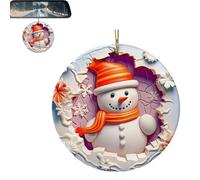 Decorazione per albero di Babbo Natale, ornamenti a forma di pupazzo di neve 2D, in ceramica, per esterni