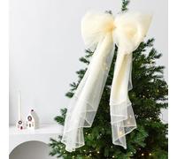 Decorazione per albero di Natale, 60 cm, con filo a rete, per decorare le festività tra cui alberi, ghirlande e ghirlande (beige)
