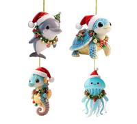 Decorazione per albero di Natale a forma di animale marino, in acrilico, a tema marino, per albero di Natale, per aumentare l'atmosfera 2D, arte piatta per finestre di fattoria, pareti, balconi, caffè