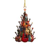 Decorazione per albero di Natale a forma di chitarra Rockin' Around The Chitarra, 2D in acrilico di alta qualità, decorazione per strumento musicale, regalo per chitarristi, appassionati di musica,