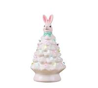 Decorazione per albero di Natale a forma di coniglietto rosa, set di ornamenti in ceramica con accenti glitterati, decorazione stravagante per camera da letto/scrivania, graziosa decorazione per tutto