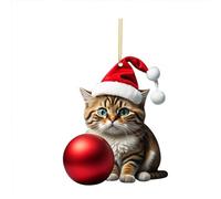 Decorazione per albero di Natale a forma di gatto nero, palline di Natale, decorazioni da appendere all'auto, decorazione per la casa e le vacanze, ricordo per gli amanti dei gatti (A1-E, taglia unica
