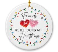 Decorazione per albero di Natale con 2 migliori amici, con scritta in lingua inglese "Friends are Tied Together with Heartstrings", regalo per sorelle dell'anima, nomi personalizzati, due ornamenti in