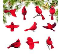 Decorazione per albero di Natale con effetto 2D, dieci uccelli da appendere, in legno, per piccoli appartamenti, soggiorno, cucina, appartamento, casa, sala lezioni