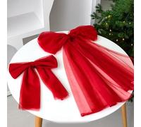 Decorazione per albero di Natale con fiocco con filato a rete, per cime degli alberi e altri usi festivi, su ghirlande, ghirlande e per decorazioni natalizie fai da te per interni (rosso scuro)