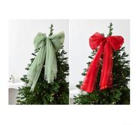Decorazione per albero di Natale, con fiocco, con filo a rete, per decorazioni fai da te e feste, leggero e facile da appendere (beige)