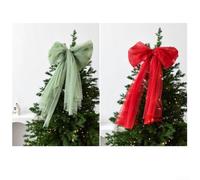 Decorazione per albero di Natale con fiocco, realizzata con filato a rete, per alberi di Natale e uso festivo, tra cui ghirlande, ghirlande e decorazioni per interni (verde)