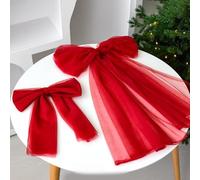 Decorazione per albero di Natale con fiocco, realizzata in filato a rete, adatta per decorazioni natalizie e feste stagionali (rosso chiaro)