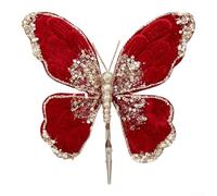 Decorazione per albero di Natale con paillettes glitterate multicolore su flanella, a forma di farfalla, progettata per essere appesa su alberi, pareti e centrotavola (rosso)