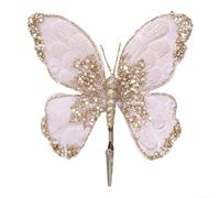 Decorazione per albero di Natale con paillettes glitterate multicolore su flanella, a forma di farfalla, progettata per essere appesa su alberi, pareti e centrotavola (rosa poco profondo)