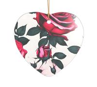 Decorazione per albero di Natale in acrilico con stampa di rose in fiore, idea regalo per coppie