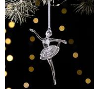 Decorazione per albero di Natale, in acrilico trasparente, ciondolo a forma di angelo, elegante ornamento per le feste, decorazione per la casa e celebrazioni (danza e danza)