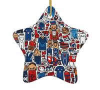 Decorazione per albero di Natale in ceramica da appendere a forma di stella WHJDPP con motivo cartoni animati europei e americani con cavo dorato facile da appendere