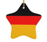 Decorazione per albero di Natale in ceramica da appendere a forma di stella WHJSSF con bandiera della Germania con cavo dorato facile da appendere