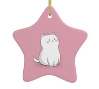 Decorazione per albero di Natale in ceramica da appendere a forma di stella YYHHAOFA Dress up as a cute gattino immagine facile da appendere su alberi, porte e finestre