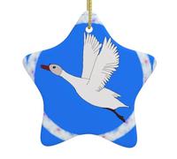 Decorazione per albero di Natale in ceramica da appendere a forma di stella YYHWHJDE Flying White Goose Stampe facili da appendere su alberi, porte e finestre