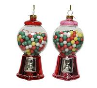 Decorazione per albero di Natale, in vetro, 10,5 cm x 1 pezzo, colore: rosso e rosa