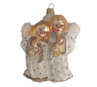 Decorazione per albero di Natale in vetro soffiato e dipinto a mano in Europa | Angelo bianco per albero di Natale | Decorazione per albero di Natale | Ornamento per albero di Natale (Coppia di angeli