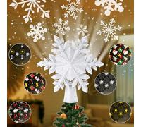 Decorazione per albero di Natale, Puntale per Albero di Natale Puntale Stella Albero Natale Luci LED a Forma di Fiocco di Neve con 6 modelli rotanti, regalo di per Capodanno