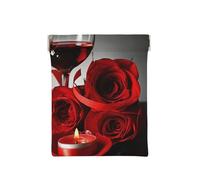 Decorazione per amanti romantici di rose rosse e vino, Spremere il portafoglio superiore da donna Borsa portaoggetti Piccola portamonete Portamonete