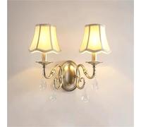 Decorazione per Applique da Parete, Lampada da Parete Vintage da Comodino con Luce Notturna con Paralume in Tessuto, Applique Dorata con Pendente in per Camera da Letto, Soggiorno, corridoio (Doppia