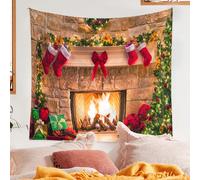 Decorazione per arazzo natalizio sullo sfondo del camino natalizio da appendere
