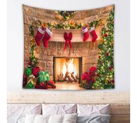 Decorazione per arazzo natalizio sullo sfondo del camino natalizio da appendere