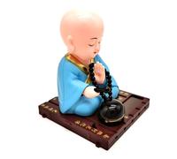 Decorazione per auto a forma di Buddha a energia solare, statuetta di che scuote la testa, per un tranquillo display sul cruscotto con movimento alimentato dal sole, mini statua in resina con