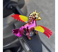 Decorazione per auto a forma di cavallo volante con ali mobili guidate dal vento, ABS resistente alle intemperie e forte cuscinetto adesivo per un montaggio sicuro del veicolo (coda rossa)