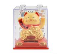 Decorazione per auto a forma di gatto che sventola ad energia solare ecologica, per la scrivania di casa e veicolo, materiale plastico con conversione a energia solare (gatto fortunato-giallo)