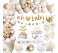 Decorazione per baby shower, per bambine e bambine, con palloncini, oro bianco, decorazione per feste con mummy to Be Sash, genere Reveal Party Decoration Boy Girl