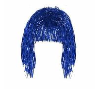 Decorazione per ballo di fine anno, lamina metallica, parrucche divertenti per feste, capelli in maschera, cosplay, Halloween, Natale, matrimonio, moda, costume lucido, blu
