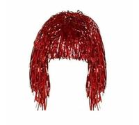 Decorazione per ballo di fine anno, lamina metallica, parrucche divertenti per feste, capelli in maschera, cosplay, Halloween, Natale, matrimonio, moda, costume lucido, rosso
