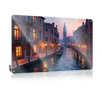 Decorazione per bar per la casa, canali veneziani al crepuscolo, targa in latta personalizzata per bar cartelli garage divertente (20 x 30 cm)