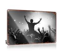 Decorazione per bar per la casa Live Music: The Power of Collective Joy, targa in metallo divertente per la casa da uomo (30 x 40 cm)