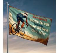 Decorazione per bar sportivo, con scritta in inglese "Ride into the Unknown: A Cyclist's Journey Through Nature Flag Men Stuff Welcome Sign For Front Porch Standing" (30 x 45 cm)