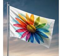 Decorazione per camera universitaria per ragazzi, fiore arcobaleno: una bandiera colorata in fiore poster per dormitorio universitario per ragazzi accessori per piscina (60 x 90 cm)