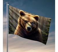 Decorazione per camera universitaria per ragazzi, orso dorato nella foresta, bandiere per camera da letto, accessori per bandiera da giardino (120 x 180 cm)