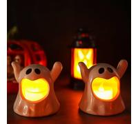 Decorazione per candele di Halloween: mani scheletriche con barre luminose a LED, candele impermeabili con cappello a pipistrello, teschio e zucca per tavolo, feste interne ed esterne, giardino (set 4