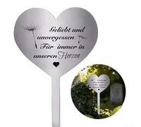 Decorazione per cimitero a forma di cuore, in acciaio inossidabile, resistente alle intemperie, decorazione commemorativa da giardino, colore argento, antiruggine, decorazione per luoghi di sepoltura